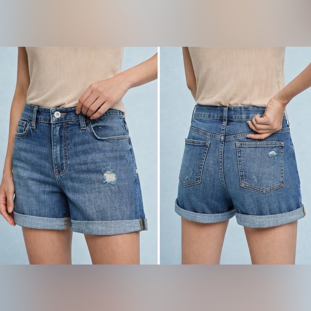 Anthropologie Pilcro Slim Boyfriend Distressed Raw Hem Jean Shorts - Size 27